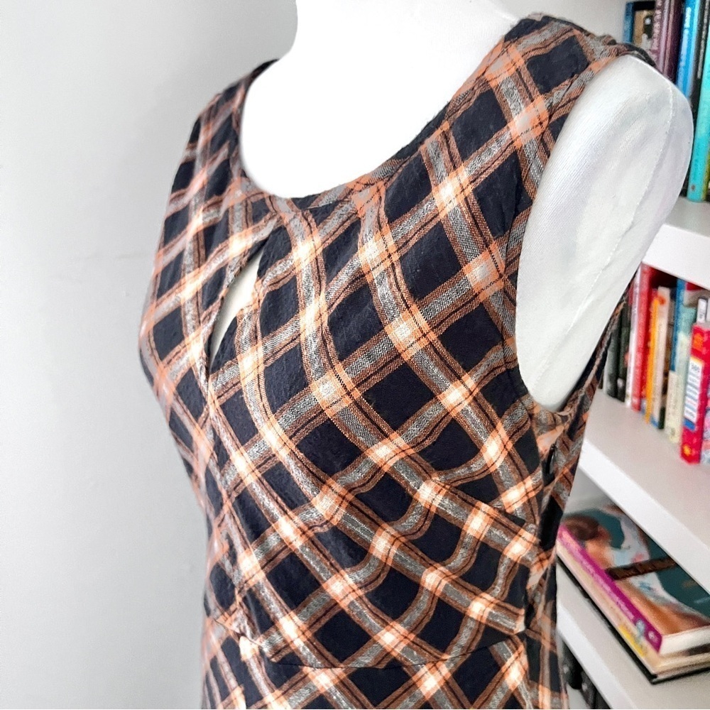 Sundance Town & County Dress Sleeveless Blue Plaid Bias Cut Asymmetrical Size 6 - Picture 6 of 14